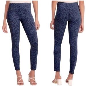 SPANX Jean-ish Ankle Leggings in denim leopard animal print size xs high rise